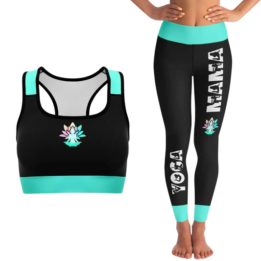 Seafoam Lotus Yoga Pant Set For Women - XS / XS