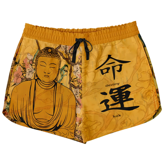 SERENE BUDDHA SAKURA LOOSE YOGA SHORTS WITH POCKETS - XS