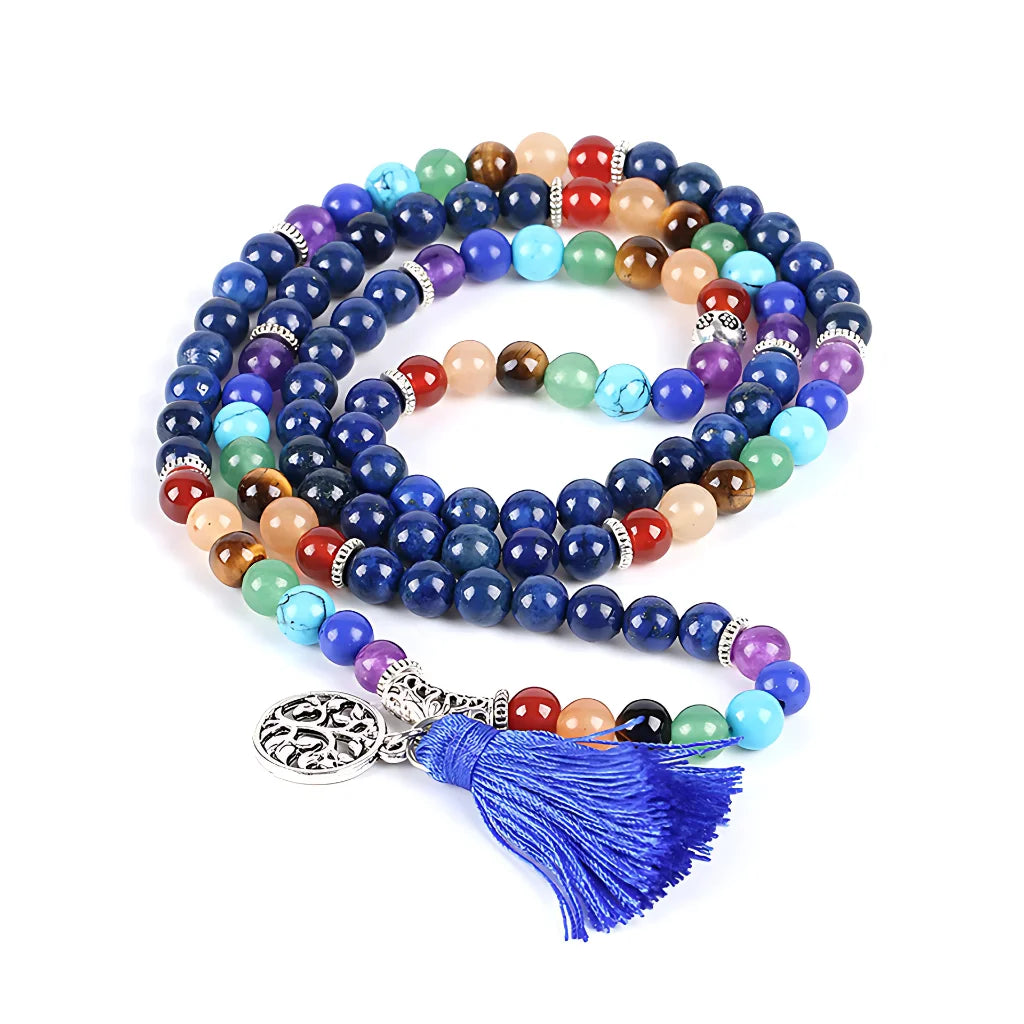 SEVEN CHAKRA PRAYER STONE BEAD BRACELET FOR SPIRITUAL HEALING - Blue - Bracelet