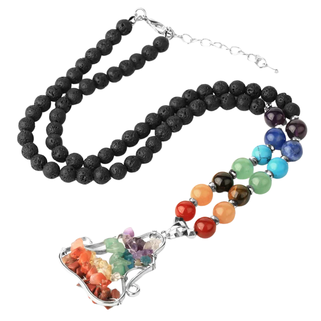 SEVEN CHAKRA REIKI NECKLACE WITH PENDANT FOR HEALING - Black - Necklace