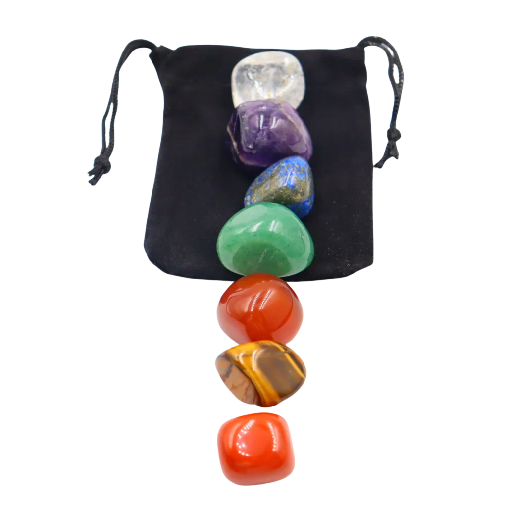 SEVEN COLOR CHAKRA HEALING STONES SET WITH GIFT BAG - Set