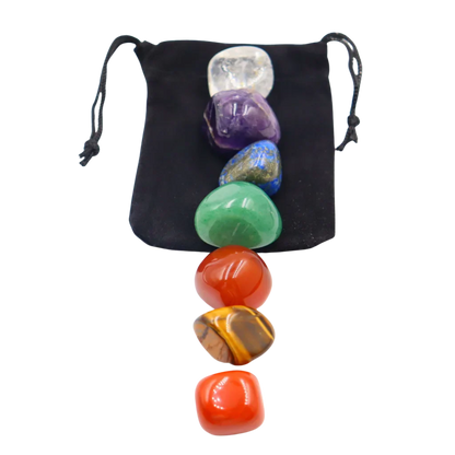 SEVEN COLOR CHAKRA HEALING STONES SET WITH GIFT BAG - Set