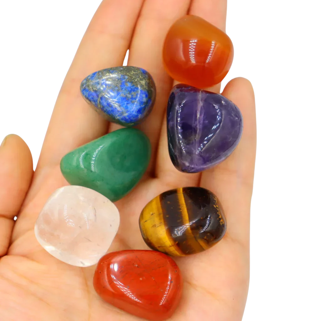 SEVEN COLOR CHAKRA HEALING STONES SET WITH GIFT BAG - Set