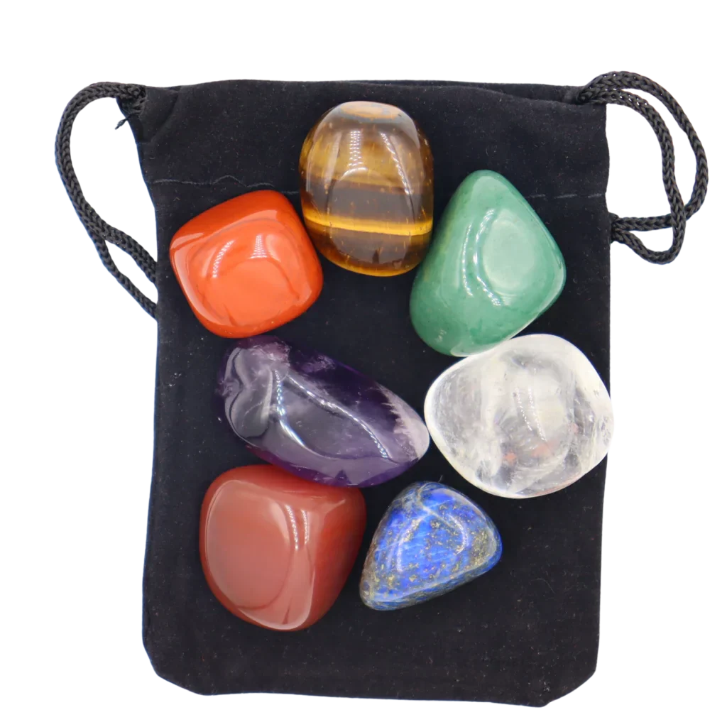 SEVEN COLOR CHAKRA HEALING STONES SET WITH GIFT BAG - Set