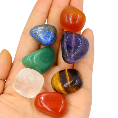 SEVEN COLOR CHAKRA NATURAL CRYSTAL STONES SET WITH GIFT BAG - Set - Healing Stones