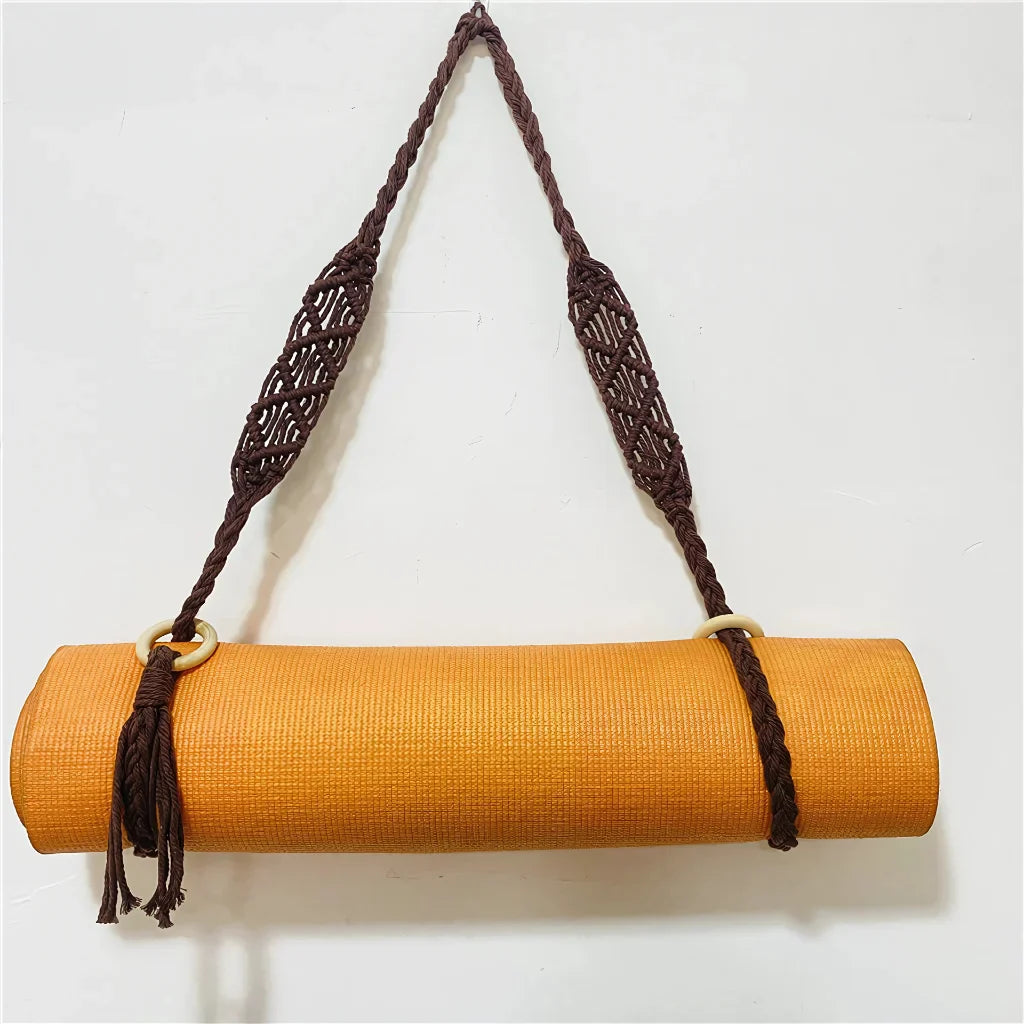 SIMPLE PORTABLE YOGA MAT STRAP FOR EASY CARRYING - Brown - yoga mat strap