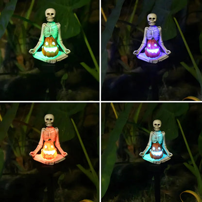 Solar Skull Yoga Statue For Garden And Lawn Decor - 4 Colors Light - yoga statue
