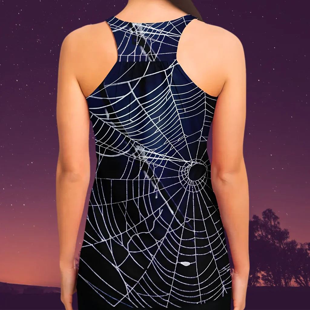 SPIDER WEB FLOWY TANK RACERBACK FOR YOGA AND BEYOND - Flowy Racerback Tank Top - AOP