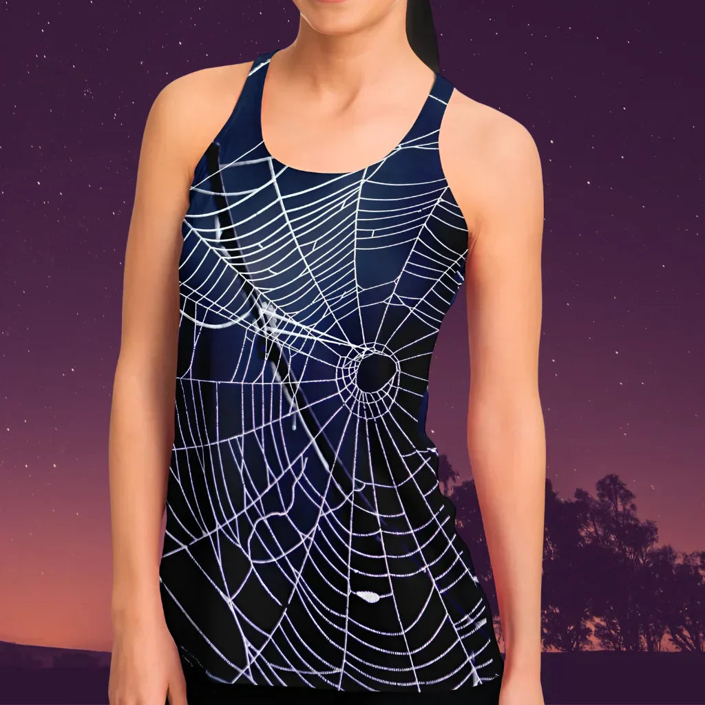 SPIDER WEB FLOWY TANK RACERBACK FOR YOGA AND BEYOND - Flowy Racerback Tank Top - AOP