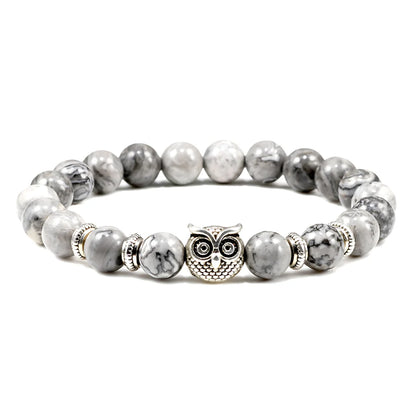 SPIRITUAL BEADED BRACELET WITH WISDOM OWL CHARM - Picasso - Bracelet