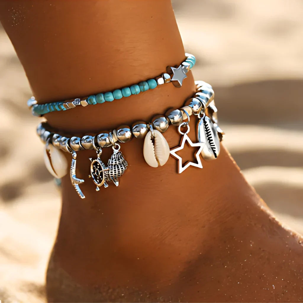 SPIRITUAL CONCH SHELL BOHO STYLE ANKLETS FOR WOMEN - Style Q - Anklet