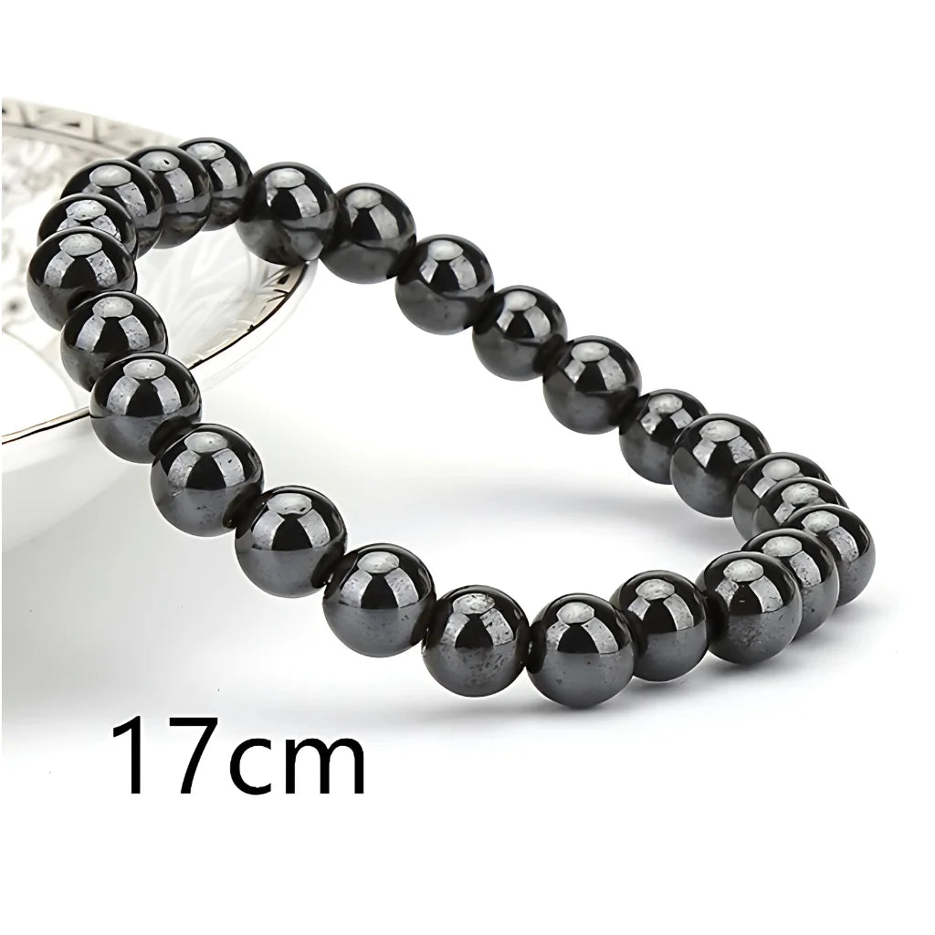 SPIRITUAL ENERGY STRETCH BEADED BRACELET FOR BALANCE - Bright black 17cm - Bracelet