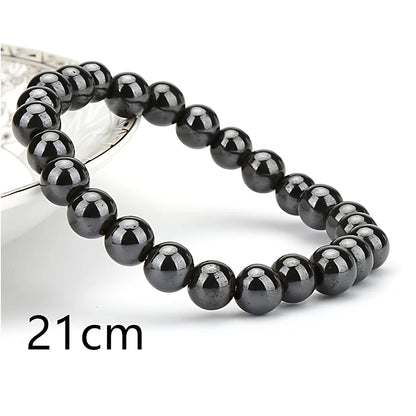 SPIRITUAL ENERGY STRETCH BEADED BRACELET FOR BALANCE - Bright black 21cm - Bracelet