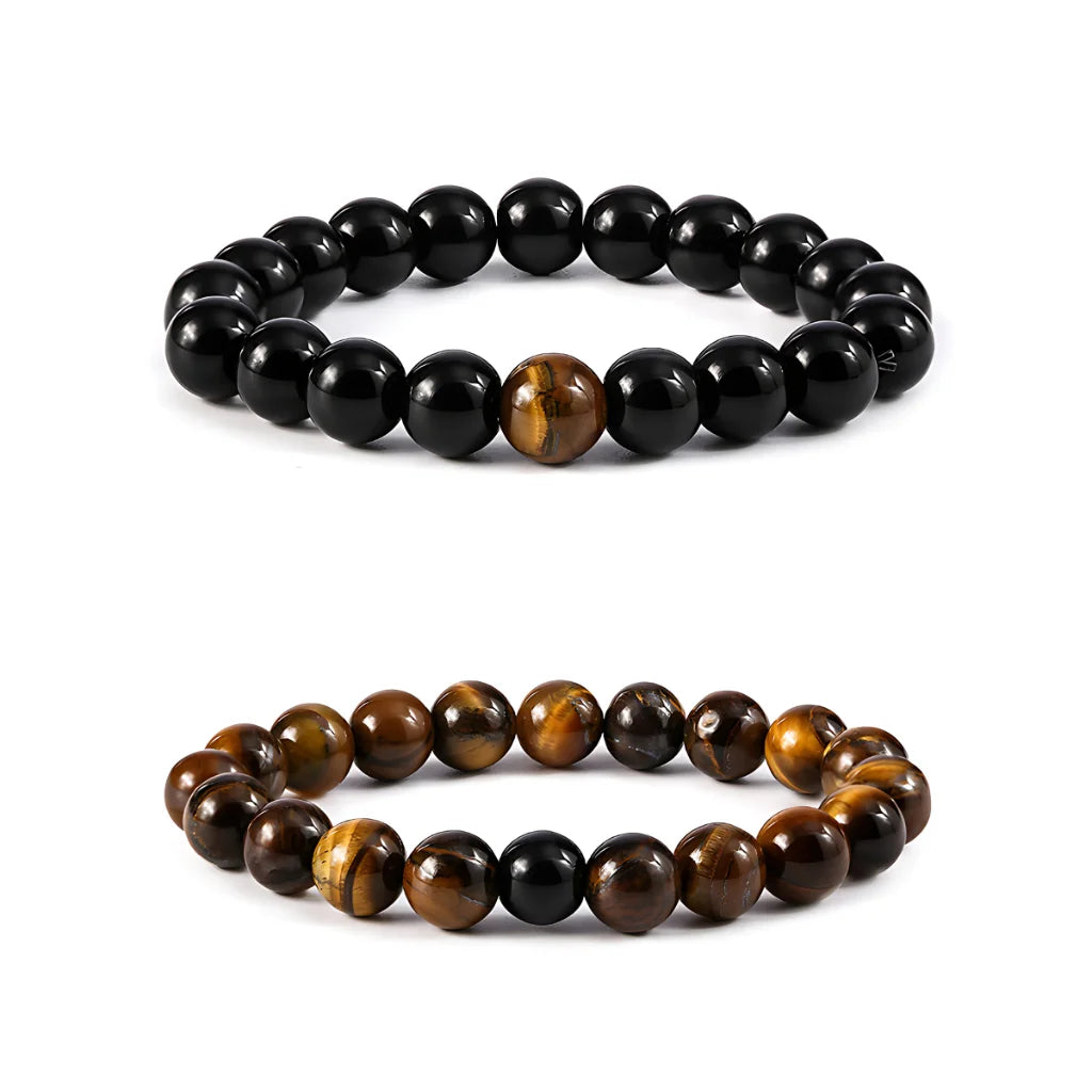 TIGER EYE STONE BEAD BRACELET FOR STRENGTH & BALANCE - Bracelet