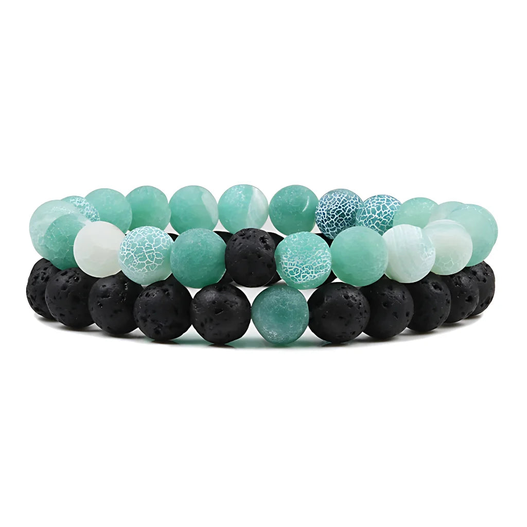 TIMELESS GEMSTONE BEAD BRACELET FOR SPIRITUAL HARMONY - Green weathering - Bracelet