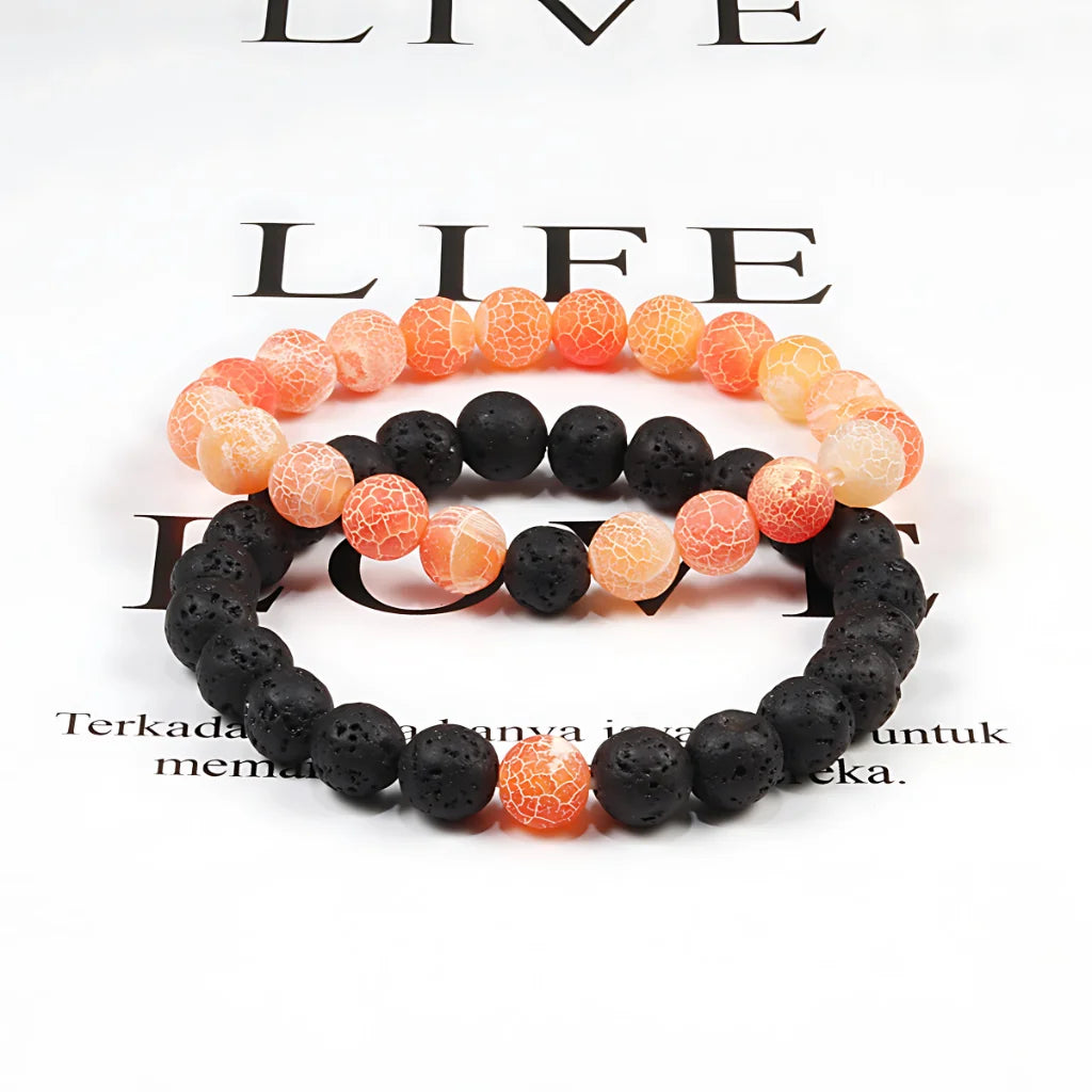 TIMELESS GEMSTONE BEAD BRACELET FOR SPIRITUAL HARMONY - Orange weathering - Bracelet