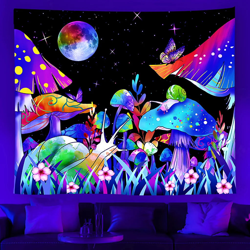 UV REACTIVE FLUORESCENT TAPESTRY WALL HANGING - 01style