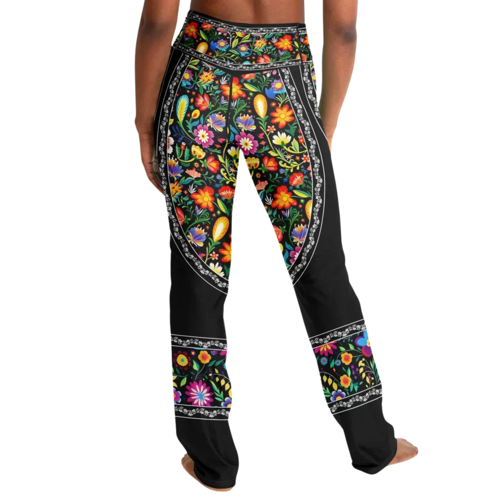 VIBRANT MEXICAN FIESTA FLARE YOGA PANTS WITH HIDDEN POCKET