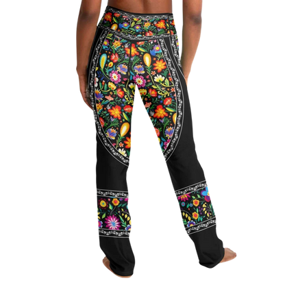 VIBRANT MEXICAN FIESTA FLARE YOGA PANTS WITH HIDDEN POCKET