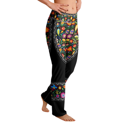 VIBRANT MEXICAN FIESTA FLARE YOGA PANTS WITH HIDDEN POCKET