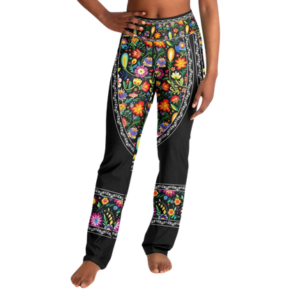 VIBRANT MEXICAN FIESTA FLARE YOGA PANTS WITH HIDDEN POCKET