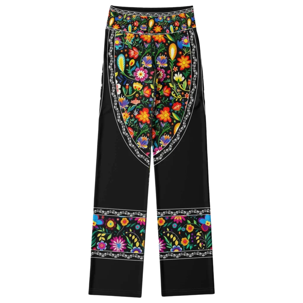 VIBRANT MEXICAN FIESTA FLARE YOGA PANTS WITH HIDDEN POCKET