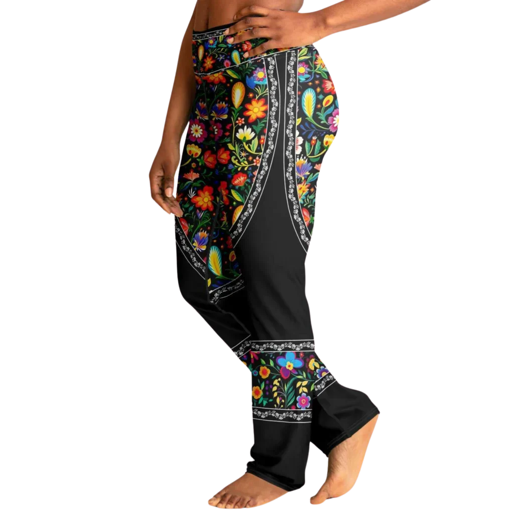 VIBRANT MEXICAN FIESTA FLARE YOGA PANTS WITH HIDDEN POCKET