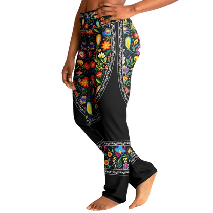 VIBRANT MEXICAN FIESTA FLARE YOGA PANTS WITH HIDDEN POCKET