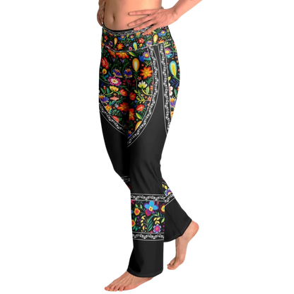 VIBRANT MEXICAN FIESTA FLARE YOGA PANTS WITH HIDDEN POCKET