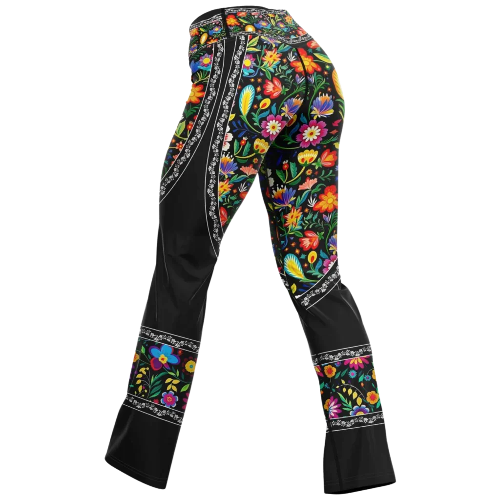 VIBRANT MEXICAN FIESTA FLARE YOGA PANTS WITH HIDDEN POCKET