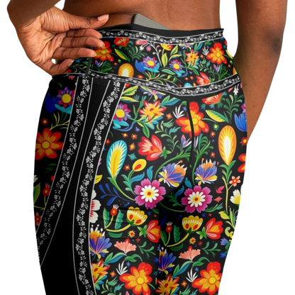 VIBRANT MEXICAN FIESTA FLARE YOGA PANTS WITH HIDDEN POCKET