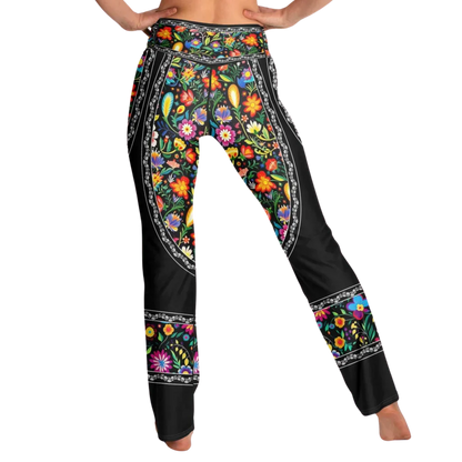 VIBRANT MEXICAN FIESTA FLARE YOGA PANTS WITH HIDDEN POCKET