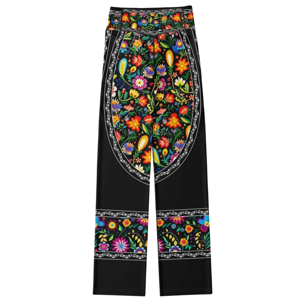 VIBRANT MEXICAN FIESTA FLARE YOGA PANTS WITH HIDDEN POCKET