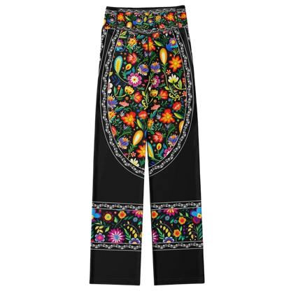 VIBRANT MEXICAN FIESTA FLARE YOGA PANTS WITH HIDDEN POCKET