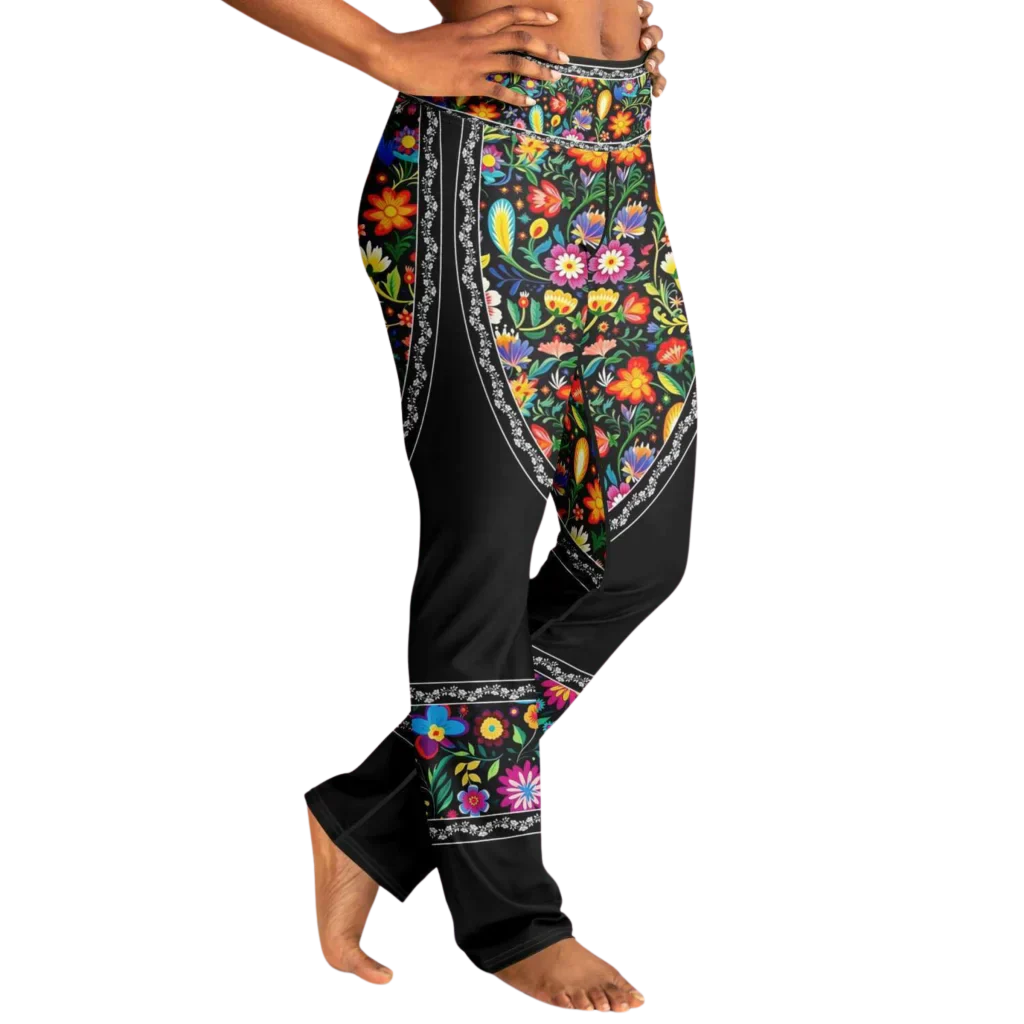 VIBRANT MEXICAN FIESTA FLARE YOGA PANTS WITH HIDDEN POCKET