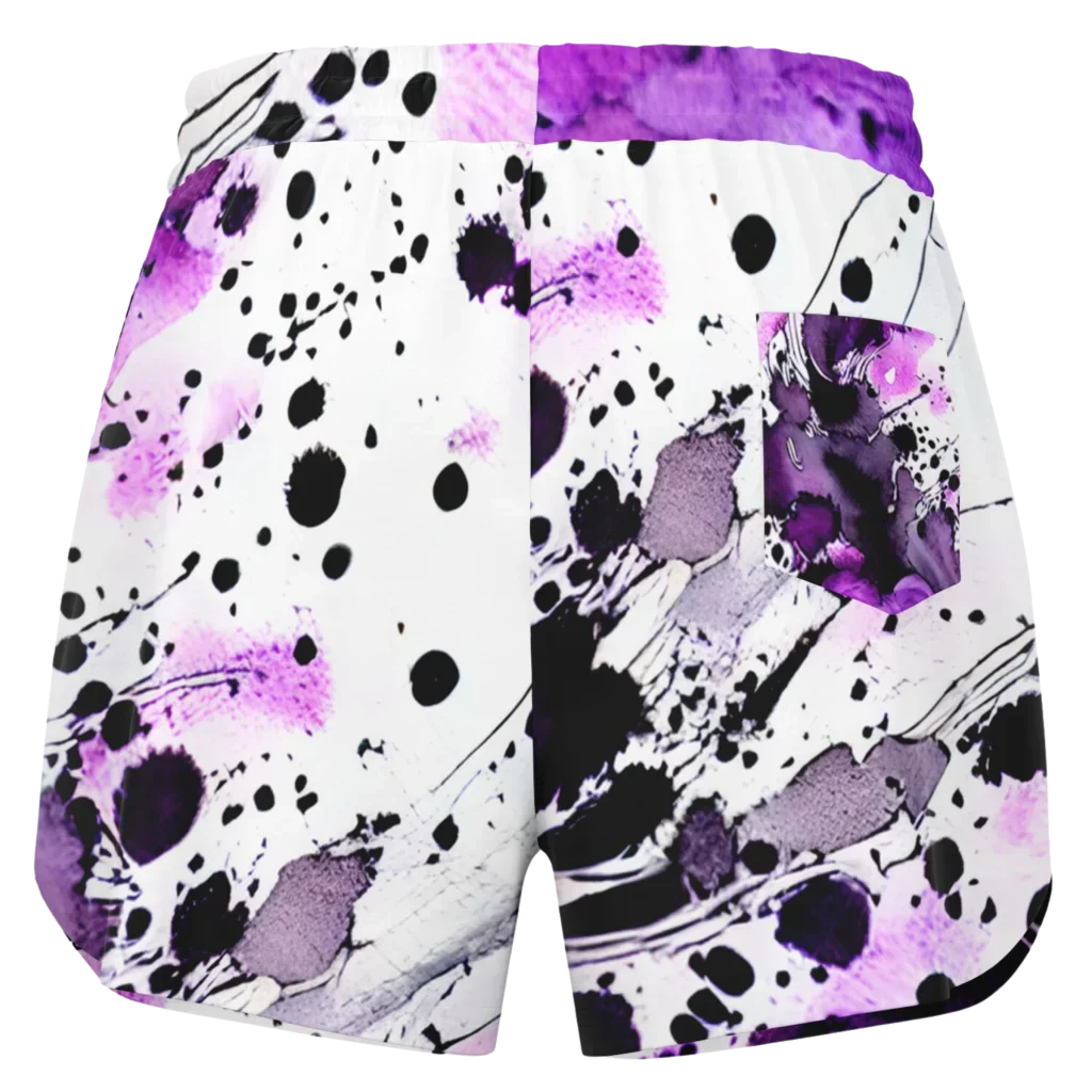 VIBRANT PURPLE HEART ARTWORK YOGA SHORTS FOR WOMEN - Yoga