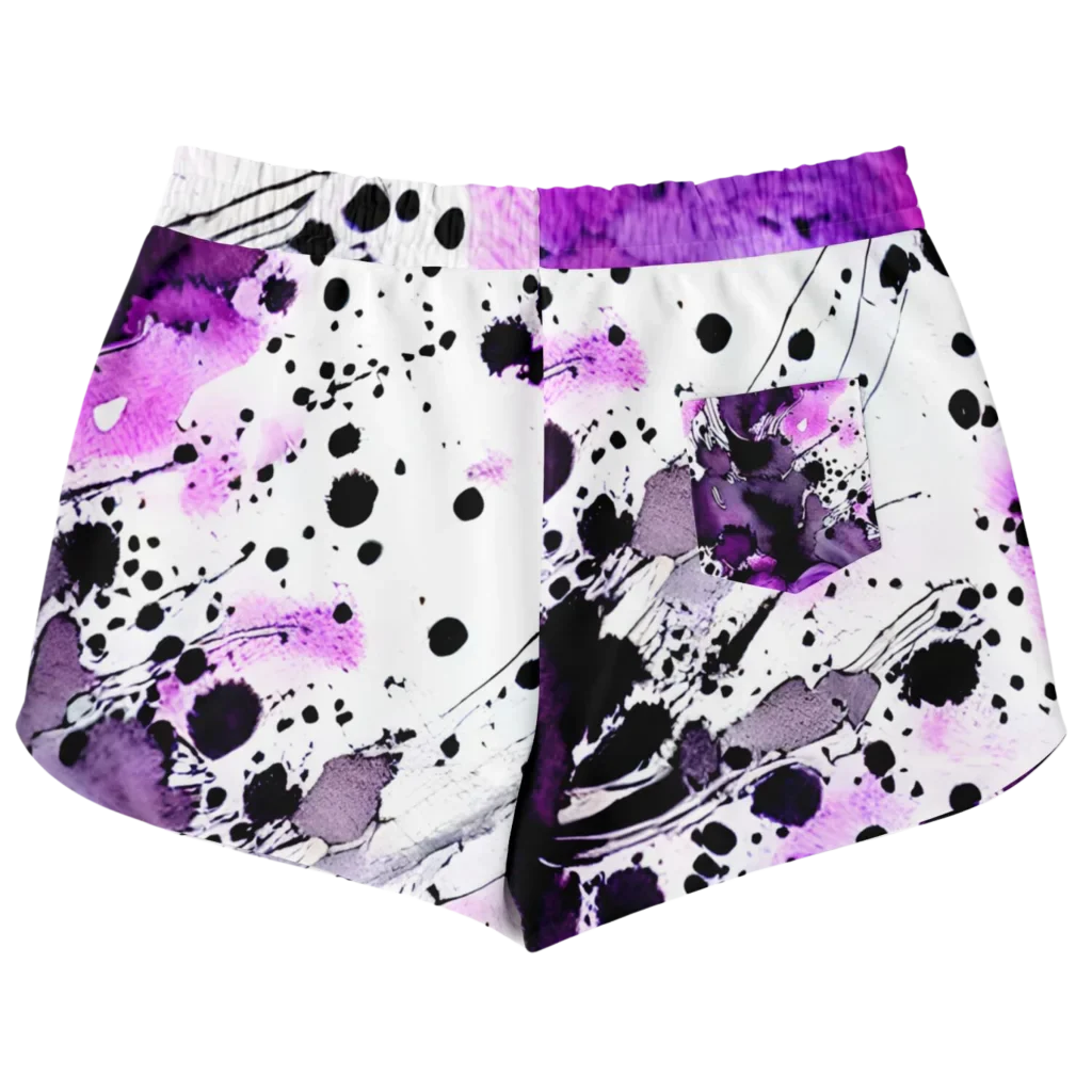 VIBRANT PURPLE HEART ARTWORK YOGA SHORTS FOR WOMEN - Yoga