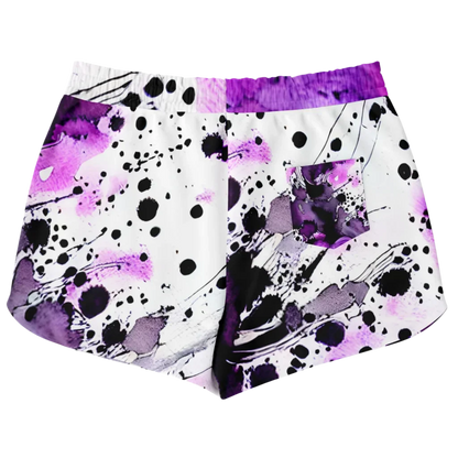 VIBRANT PURPLE HEART ARTWORK YOGA SHORTS FOR WOMEN - Yoga