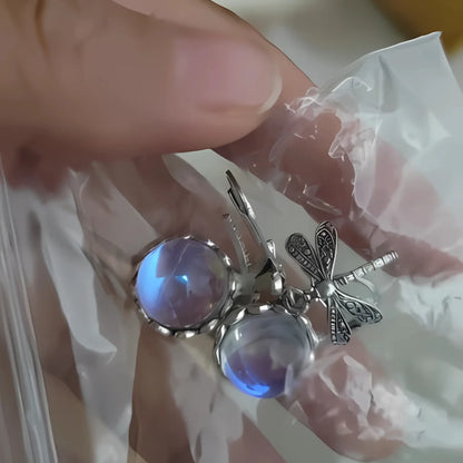 VINTAGE DRAGONFLY CHAKRA STONE BOHO EARRINGS FOR WOMEN - Moonstone - earrings