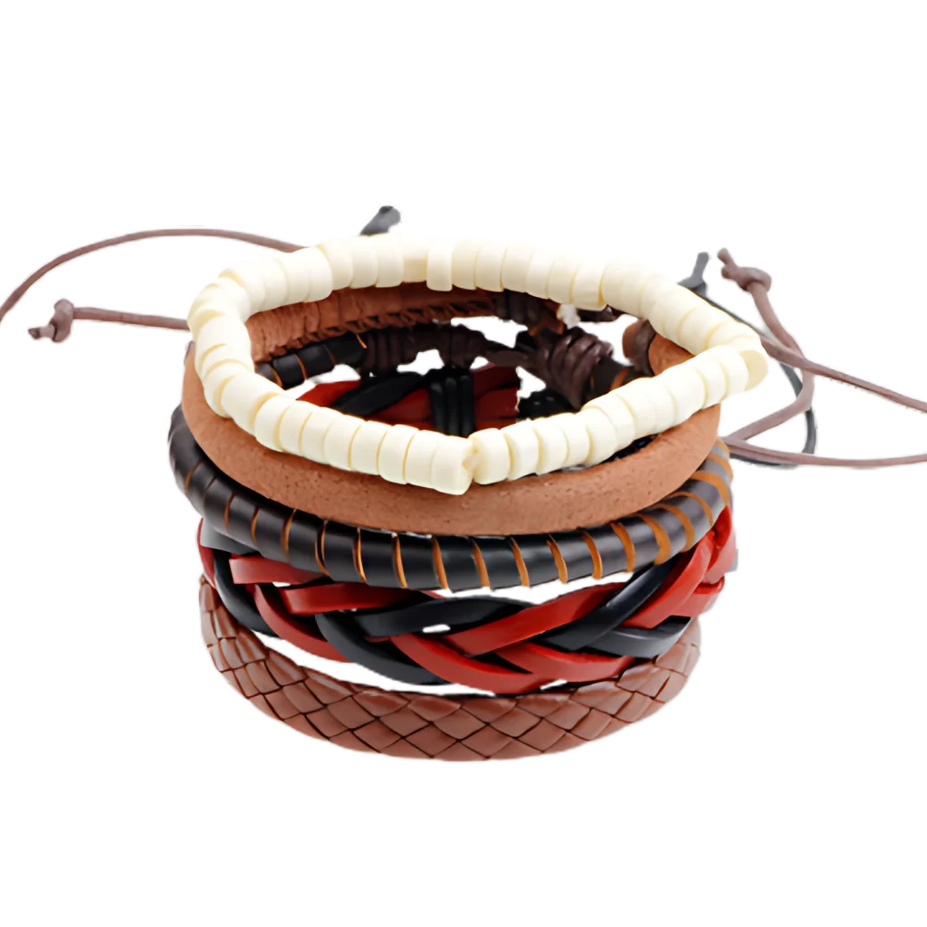 VINTAGE LEATHER BEAD BRACELET FOR MEN & WOMEN - G - Bracelet
