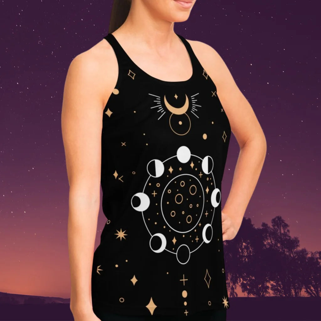 VINTAGE MOON PHASES YOGA TANK TOP – UNLEASH CELESTIAL