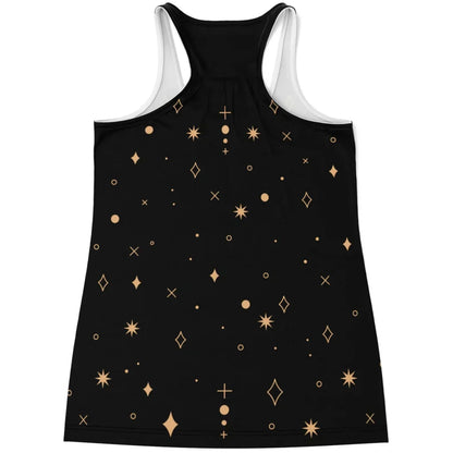 VINTAGE MOON PHASES TANK RACERBACK – SPIRITUAL YOGA TOP - Flowy Racerback Tank Top - AOP