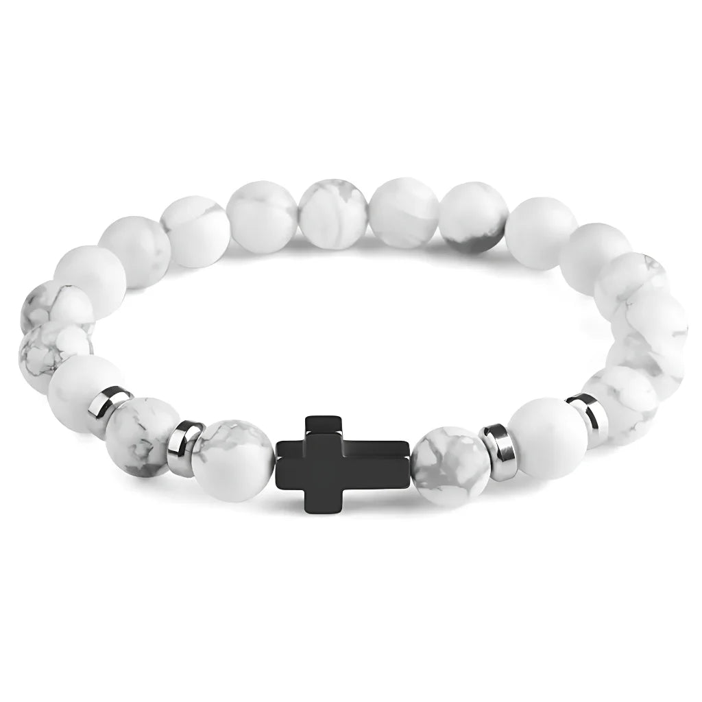 VOLCANIC ROCK BEAD BRACELET FOR STRENGTH & SPIRITUAL ENERGY - Imported White Barked Pine - Bracelet