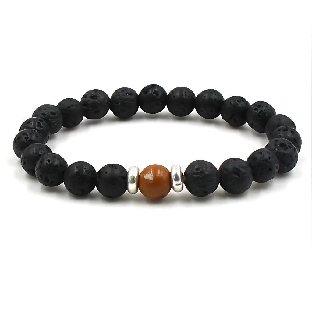 VOLCANIC STONE BEAD BRACELET FOR ENERGY & SPIRITUAL BALANCE - Bark agate - Bracelet