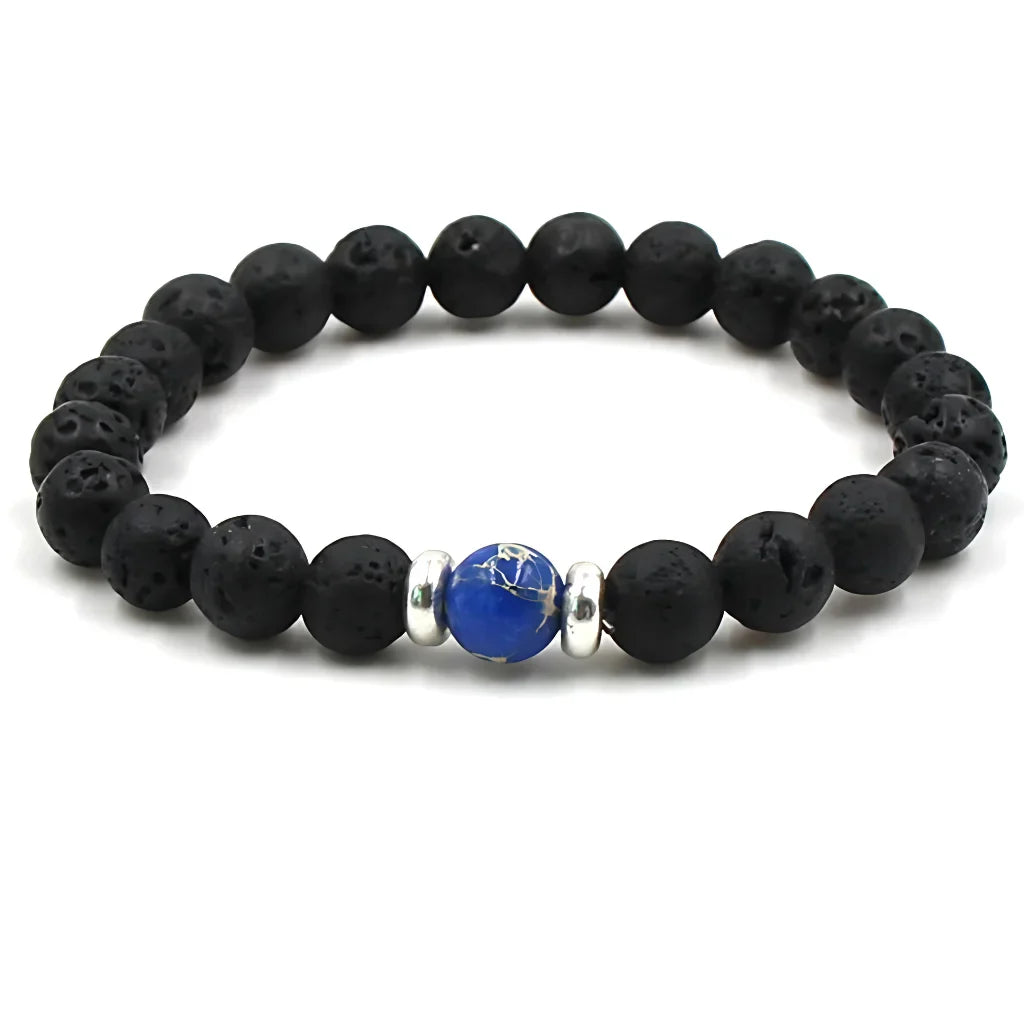 VOLCANIC STONE BEAD BRACELET FOR ENERGY & SPIRITUAL BALANCE - Blue Imperial Stone - Bracelet