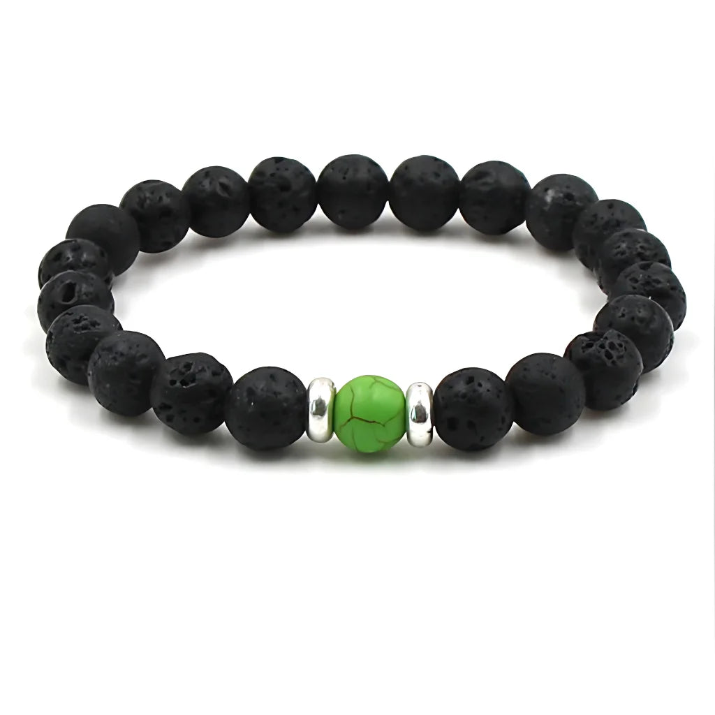 VOLCANIC STONE BEAD BRACELET FOR ENERGY & SPIRITUAL BALANCE - Green pine - Bracelet