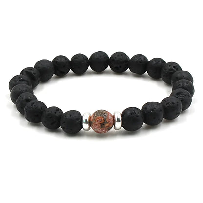 VOLCANIC STONE BEAD BRACELET FOR ENERGY & SPIRITUAL BALANCE - Leopard skin agate - Bracelet