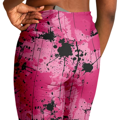 WATERCOLOR PINK FLARE YOGA LEGGINGS – CELESTIAL WIDE LEG