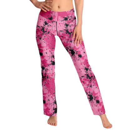 WATERCOLOR PINK FLARE YOGA LEGGINGS – CELESTIAL WIDE LEG