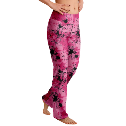 WATERCOLOR PINK FLARE YOGA LEGGINGS – CELESTIAL WIDE LEG